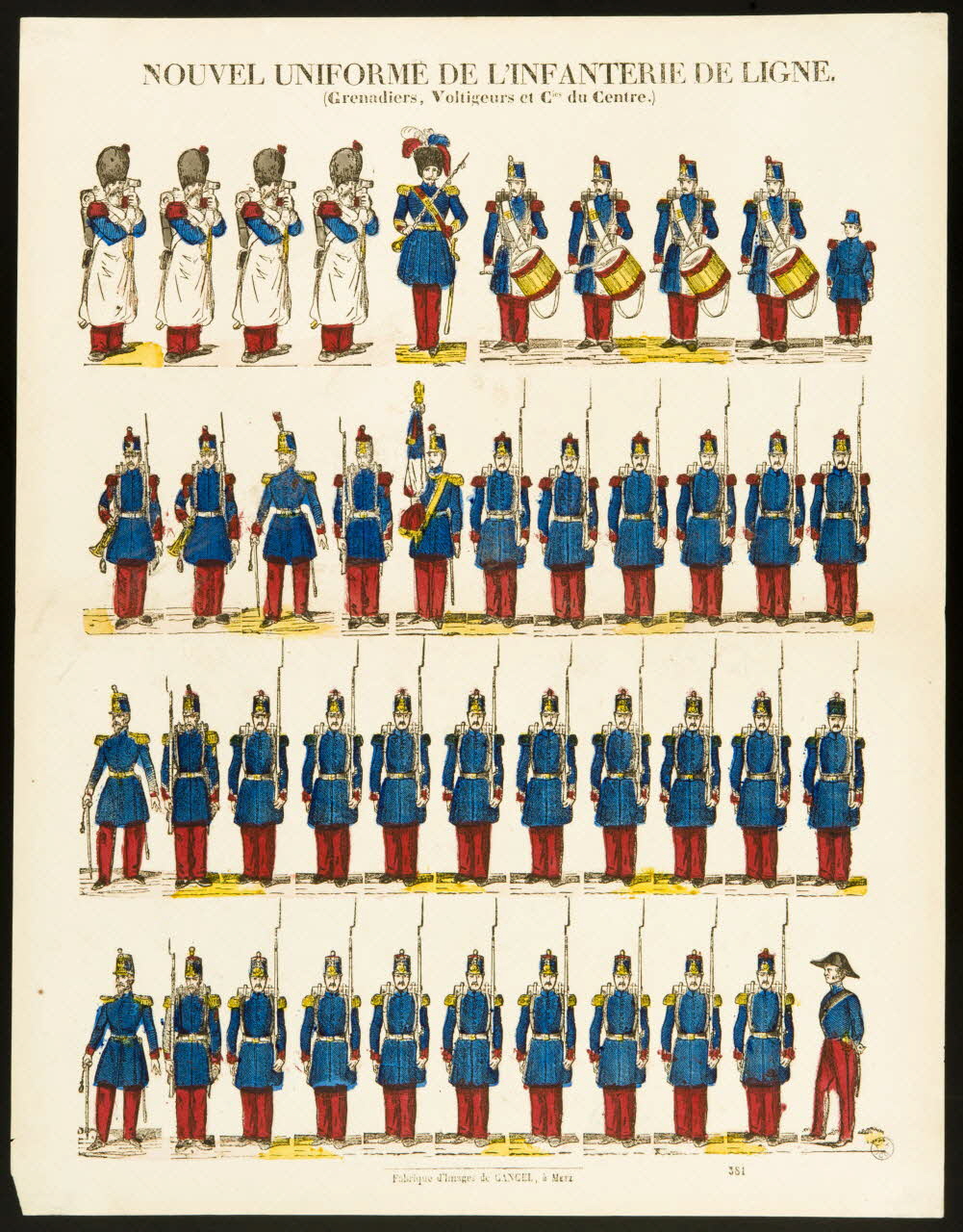 estampe NOUVEL UNIFORME DE L'INFANTERIE DE LIGNE.  (Grenadiers, Voltigeurs et Cies du Centre.) 1953.86.2240 Photo