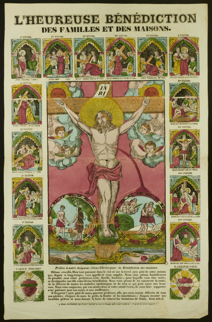veuve Pierret estampe L'HEUREUSE BENEDICTION  DES FAMILLES ET DES MAISONS Bretagne, France 1842-1849 1953.86.231 Photo