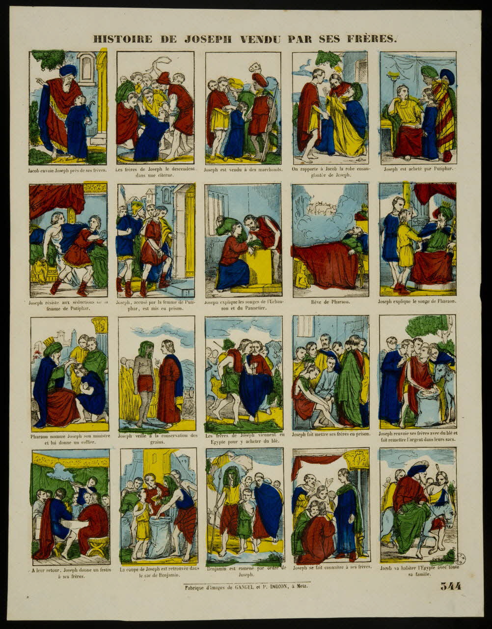 Gangel et Didion estampe HISTOIRE DE JOSEPH VENDU PAR SES FRERES. Metz 1858-1868 1953.86.232 Photo