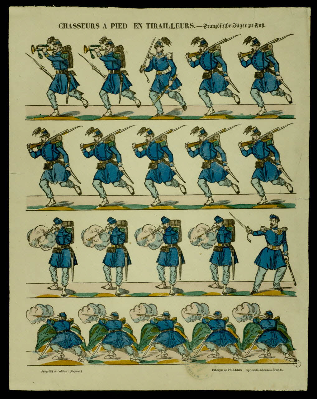 estampe CHASSEURS A PIED EN TIRAILLEURS. 1953.86.2329 Photo