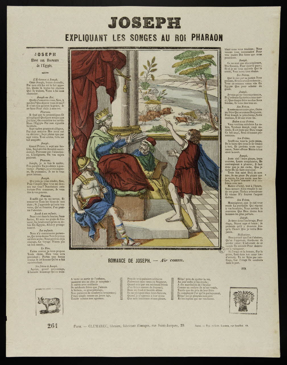 Charles-Eugène Glémarec ; Lacour, typographe, lithographe) estampe JOSEPH  EXPLIQUANT LES SONGES AU ROI PHARAON lle-de-France, France 1856-1860 1953.86.235 Photo