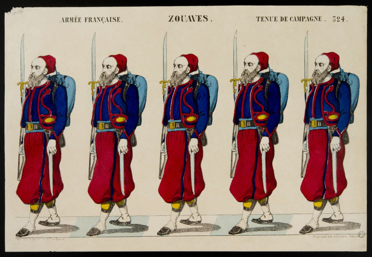 estampe ARMEE FRANCAISE. ZOUAVES. TENUE DE CAMPAGNE. 1953.86.2357 Photo