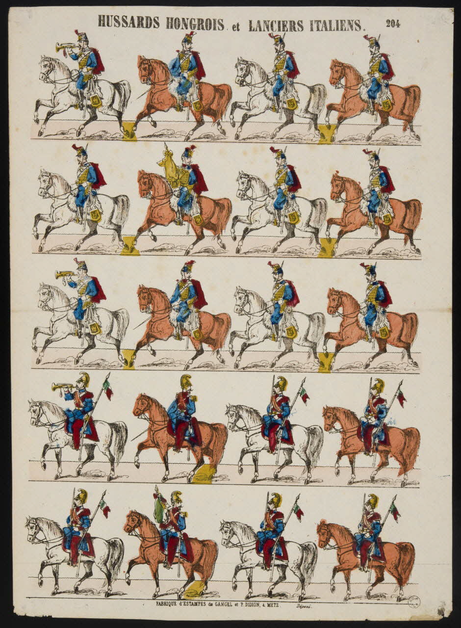 Gangel et Didion estampe HUSSARDS HONGROIS et LANCIERS ITALIENS. Metz 1858-1868 1953.86.2430 Photo