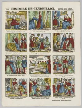 Pellerin à compartiments (3x4) HISTOIRE DE CENDRILLON. (CONTE DES FEES.) Lorraine, France 1842 1953.86.3332 Photo RMN-Grand Palais (Mucem)