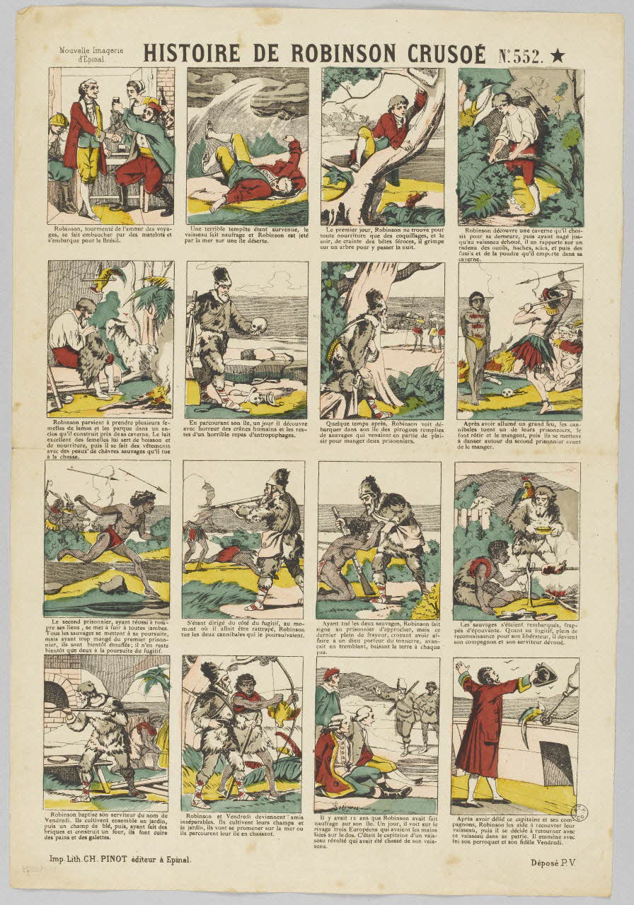 François-Charles Pinot estampe HISTOIRE DE ROBINSON CRUSOE Lorraine, France 1872-1875 1953.86.3593 Photo RMN-Grand Palais (Mucem)