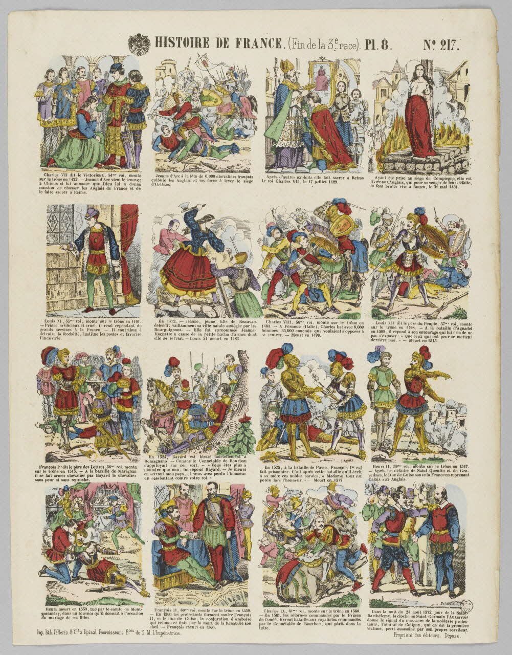 à compartiments (4x4) HISTOIRE DE FRANCE. (Fin de la 3e. race). Pl. 8. 1953.86.3608 Photo RMN-Grand Palais (Mucem)