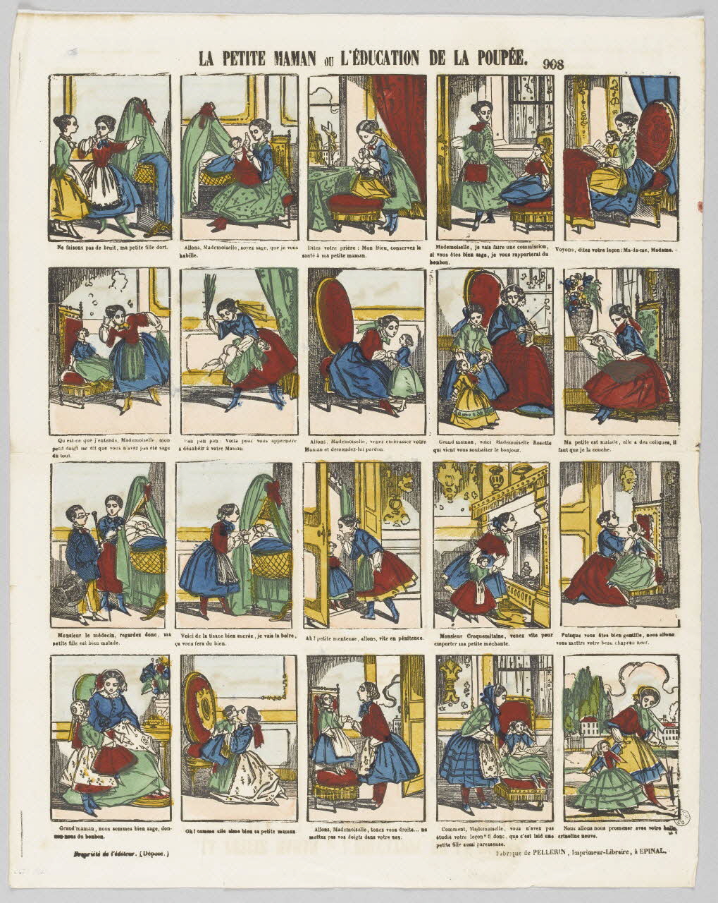 Pellerin à compartiments (5x4) LA PETITE MAMAN OU L'EDUCATION DE LA POUPEE. Lorraine, France 1858 1953.86.3636 Photo RMN-Grand Palais (Mucem)/ Franck Raux