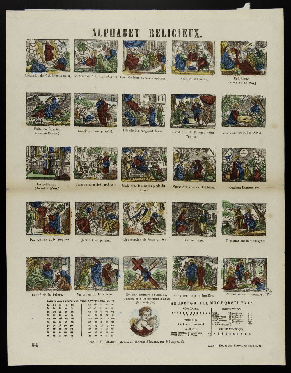 François Lacour ; Charles-Eugène Glémarec à compartiments (5x5) ALPHABET RELIGIEUX. Paris 1858-1860 1953.86.260 Photo