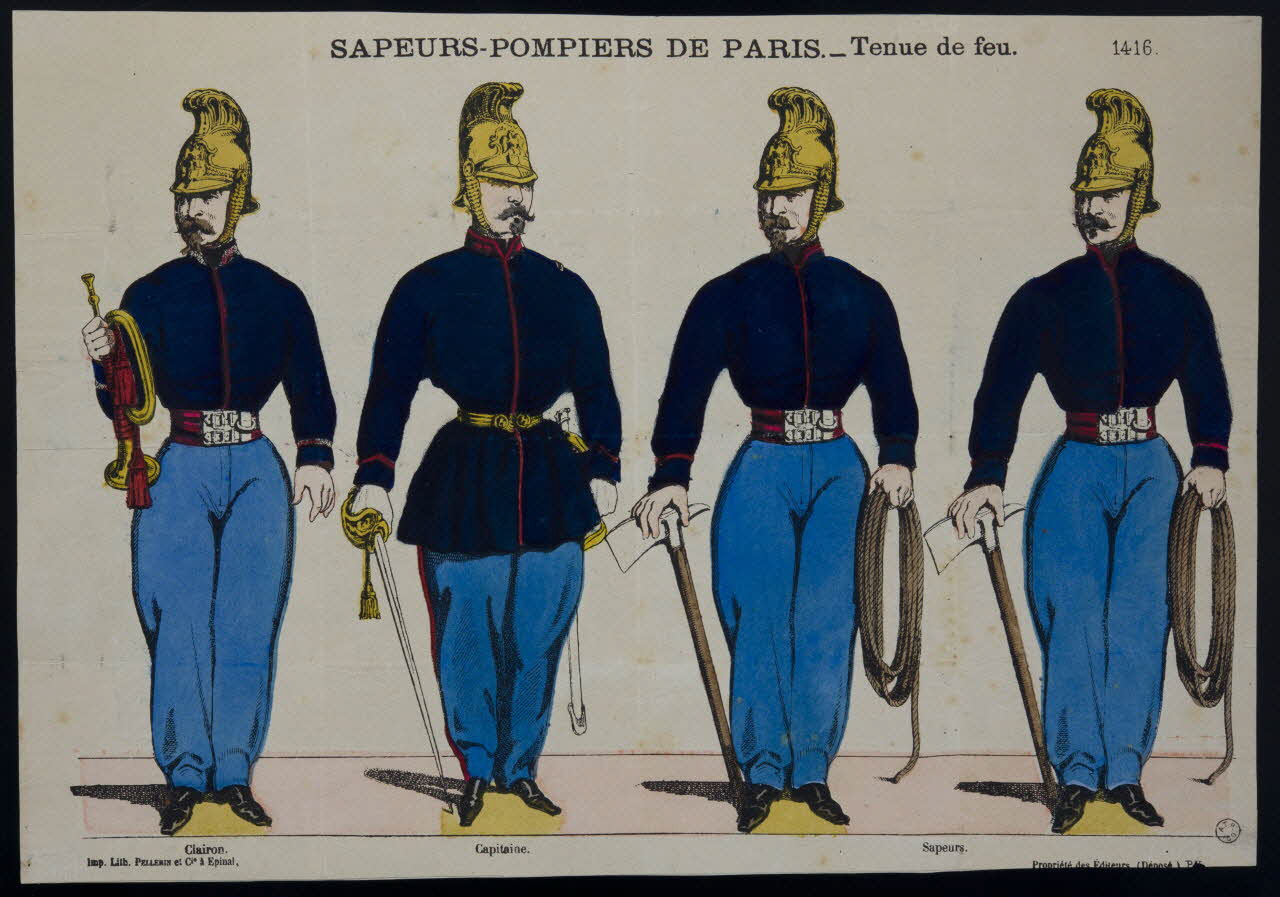 estampe SAPEURS-POMPIERS DE PARIS. - Tenue de feu. 1953.86.2600 Photo