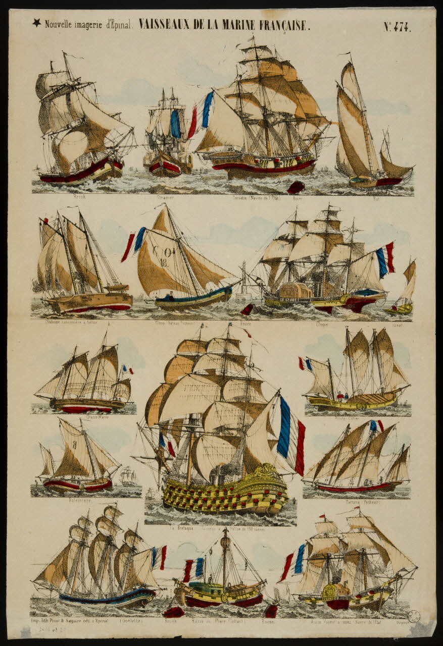 estampe VAISSEAUX DE LA MARINE FRANCAISE. 1953.86.2661 Photo