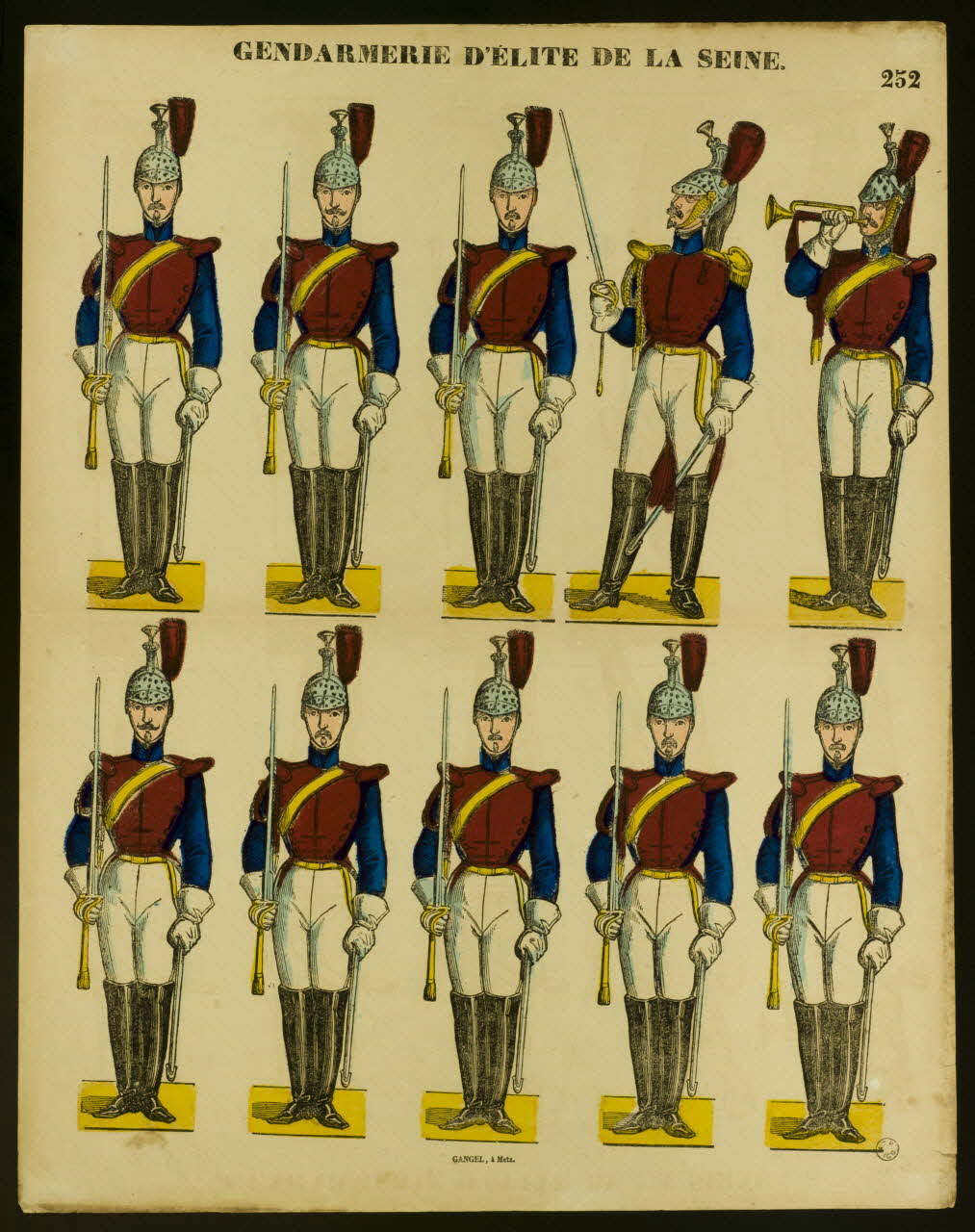 Charles Nicolas Gangel estampe GENDARMERIE D'ELITE DE LA SEINE. Metz 1852-1858 1953.86.2673 Photo