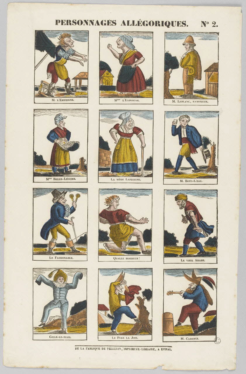 Pellerin à compartiments (3x4) PERSONNAGES ALLEGORIQUES. Lorraine, France 1835 1953.86.5129 Photo RMN-Grand Palais (Mucem)