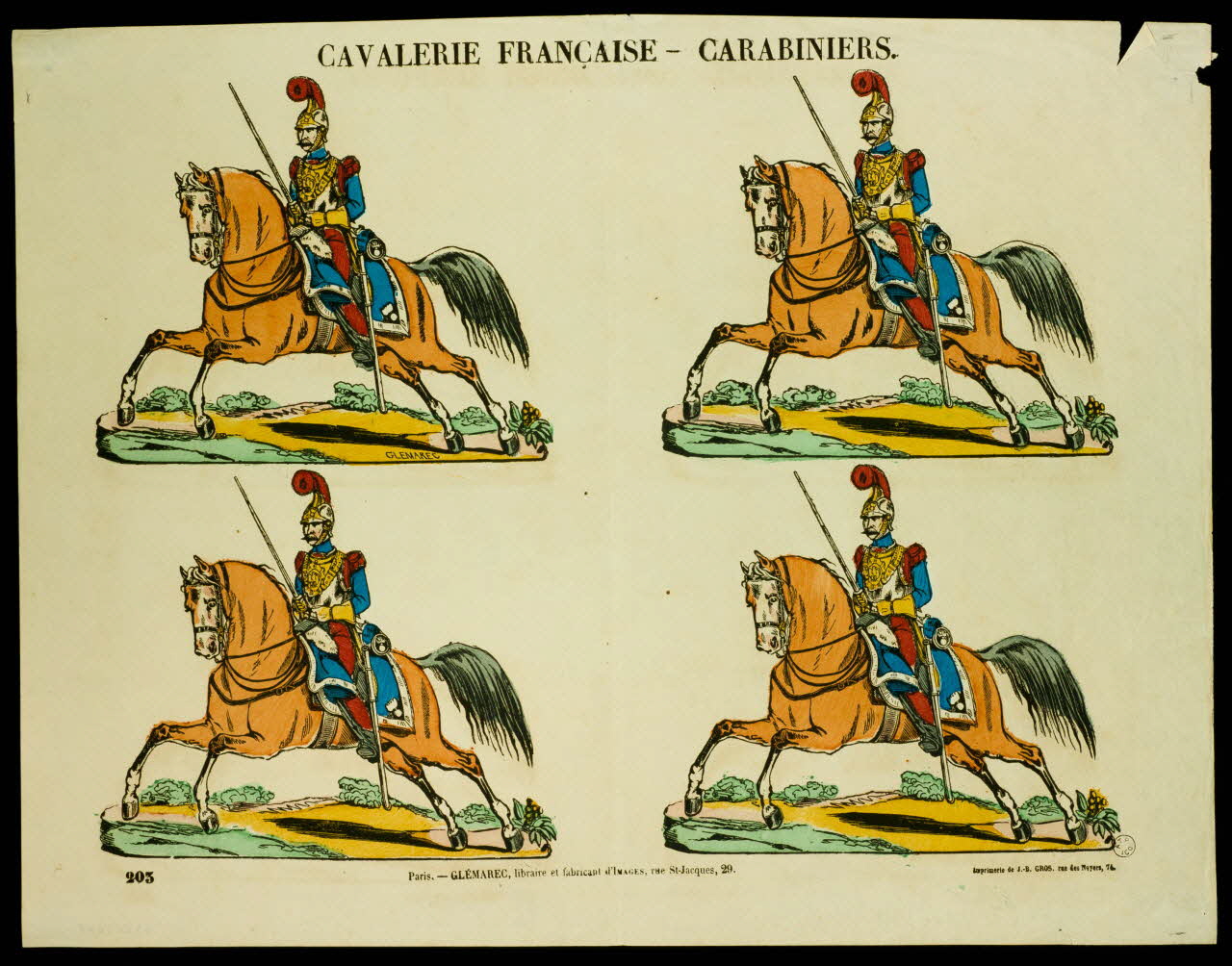 Charles-Eugène Glémarec ; Jean-Baptiste Gros à compartiments (2x2) CAVALERIE FRANCAISE. - CARABINIERS. Paris 1858-1860 1953.86.2693 Photo