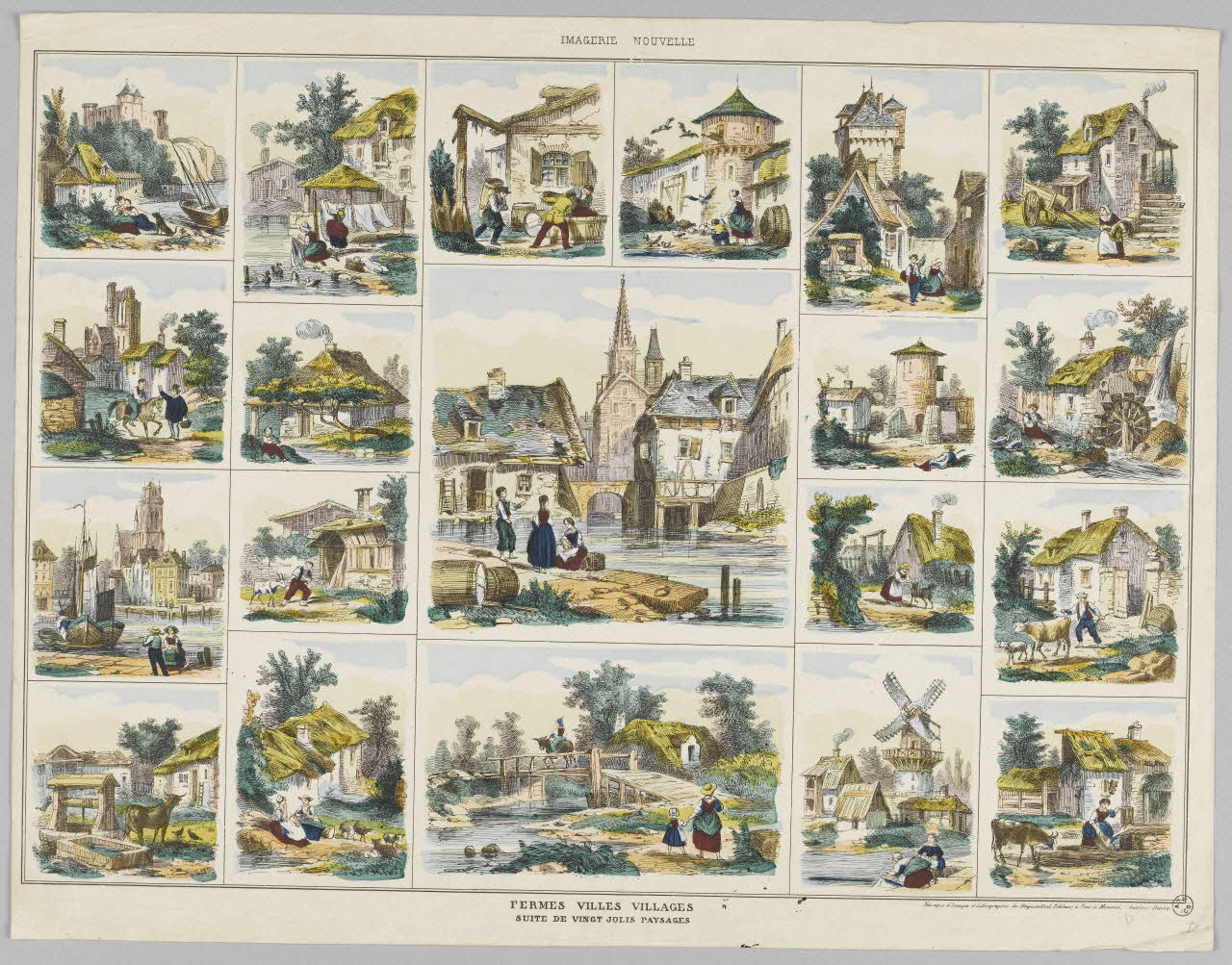 Elie Haguenthal à compartiments (20) IMAGERIE NOUVELLE  FERMES VILLES VILLAGES  SUITE DE VINGT JOLIS PAYSAGES Pont-à-Mousson 1870-1880 1950.39.2674  Photo RMN-Grand Palais (Mucem)