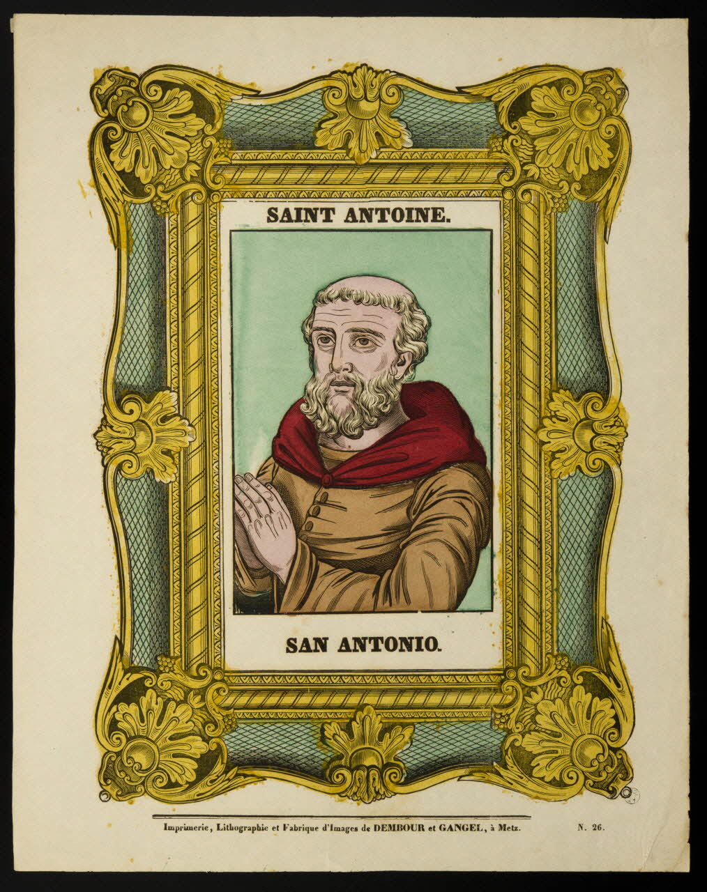 Dembour et Gangel estampe SAINT ANTOINE. Metz 1840-1852 1953.86.279 Photo