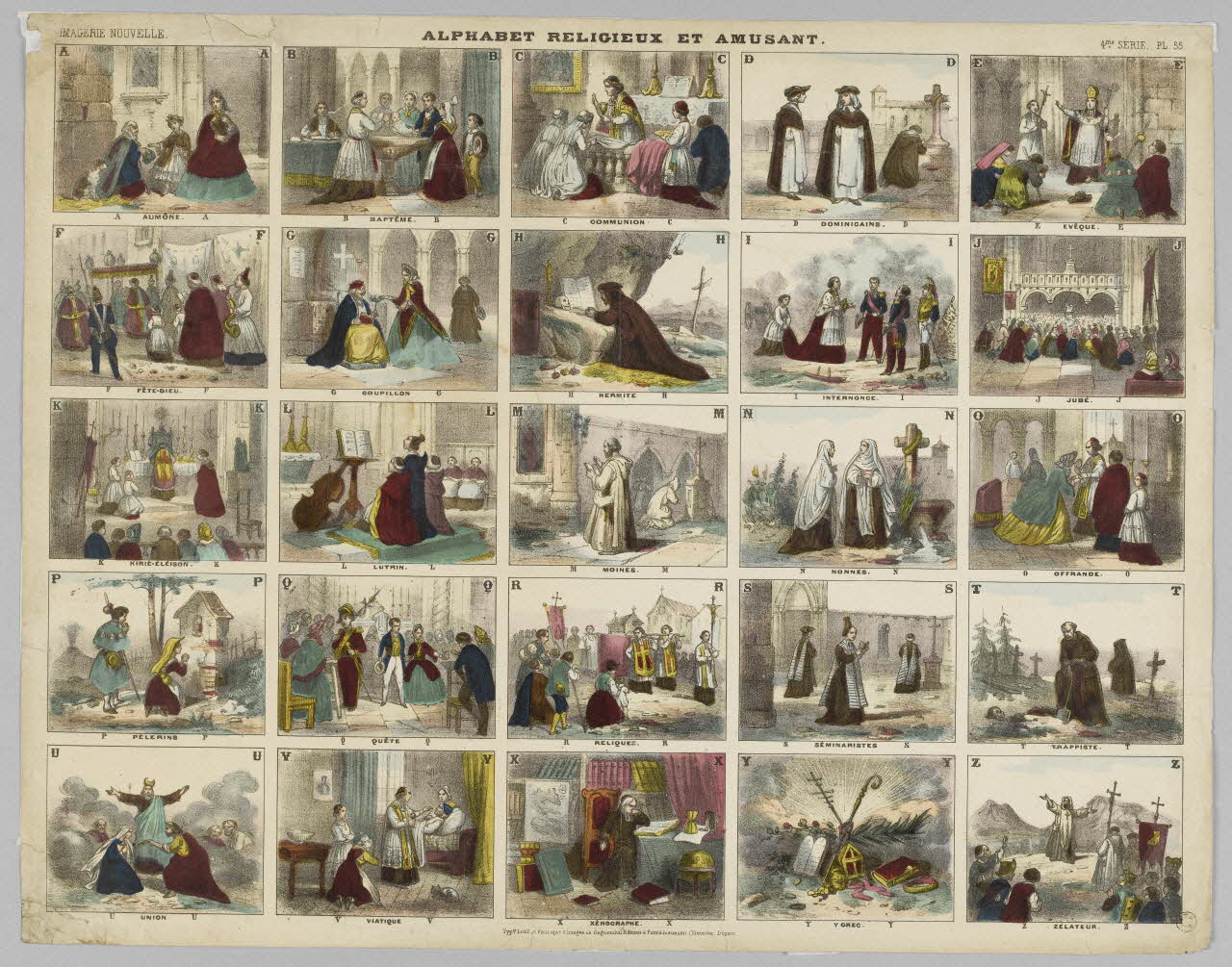 Elie Haguenthal à compartiments (5x5) ALPHABET RELIGIEUX ET AMUSANT. Pont-à-Mousson 1860-1870 1953.86.259 Photo RMN-Grand Palais (Mucem)