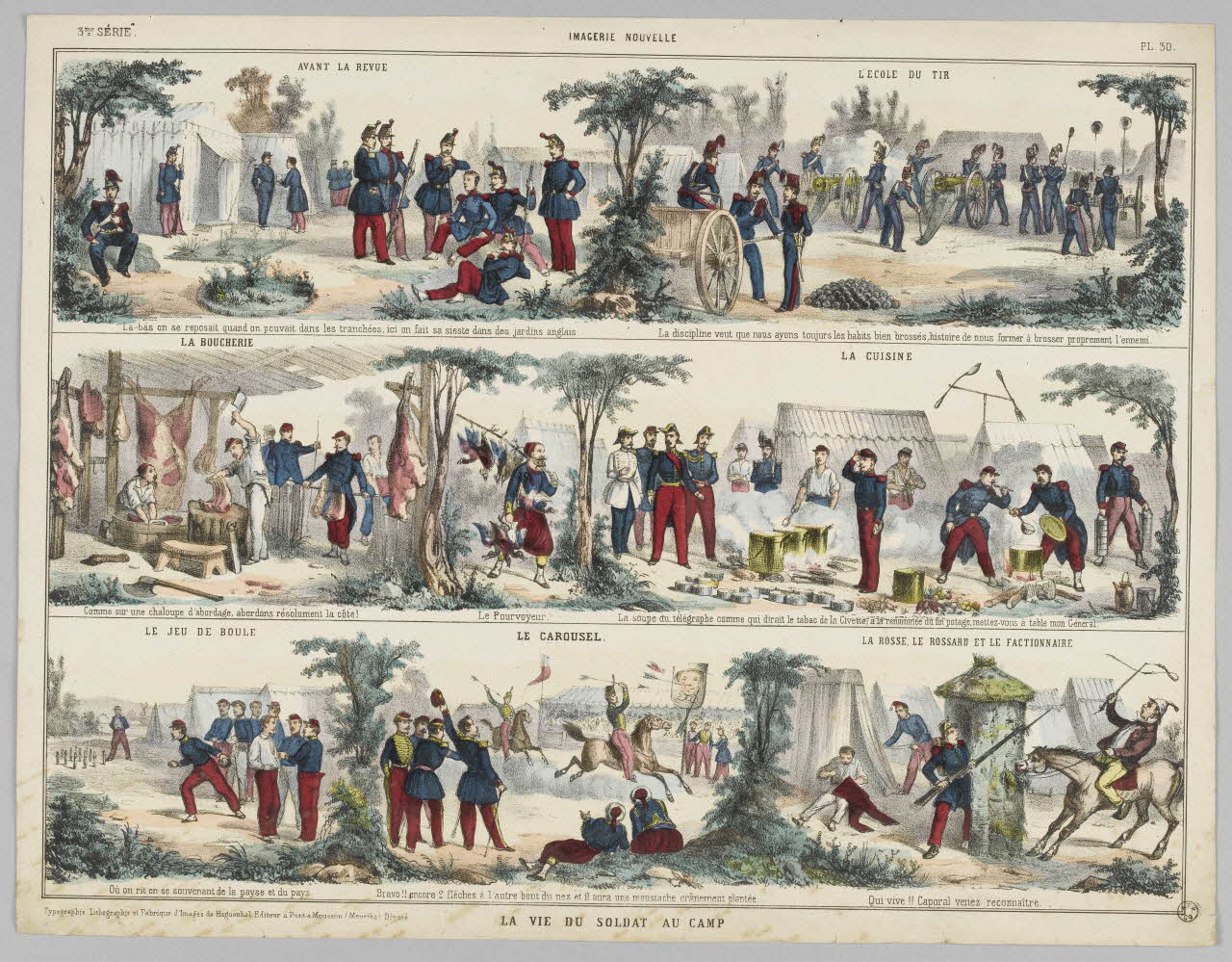 Elie Haguenthal à registres (3) IMAGERIE NOUVELLE  LA VIE DU SOLDAT AU CAMP Pont-à-Mousson 1860-1870 1953.86.2783 Photo RMN-Grand Palais (Mucem)