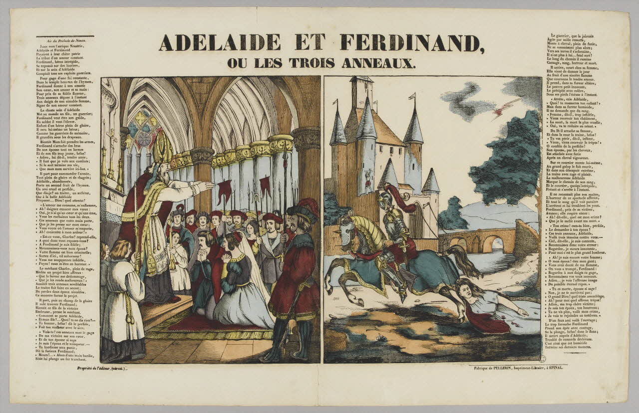 Pellerin suite de scènes (1x2) ADELAIDE ET FERDINAND,  OU LES TROIS ANNEAUX. Lorraine, France 1837 1953.86.3187 Photo RMN-Grand Palais (Mucem)