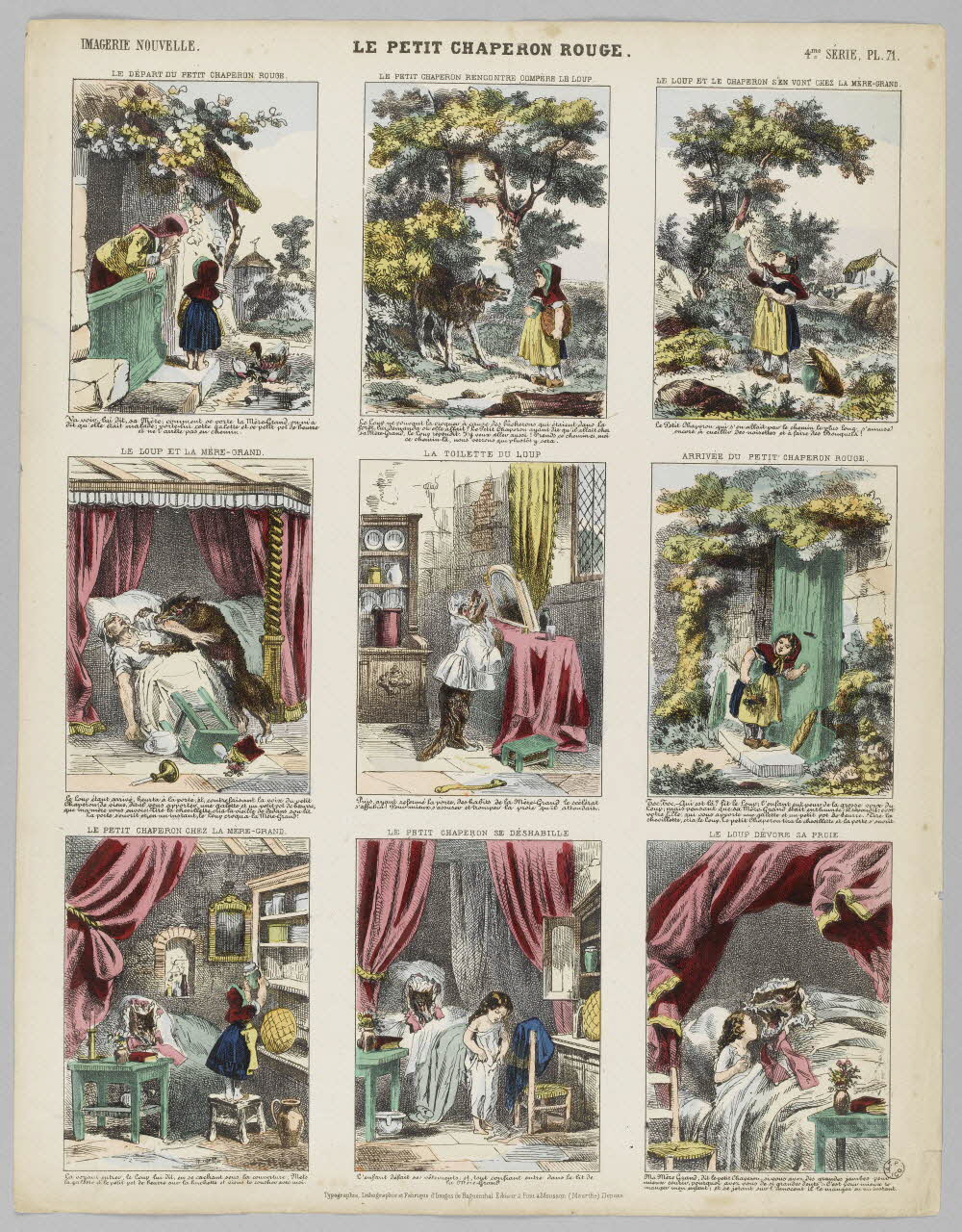 Elie Haguenthal à compartiments (3x3) LE PETIT CHAPERON ROUGE. Lorraine, France 1770-1880 1953.86.3298 Photo RMN-Grand Palais (Mucem)