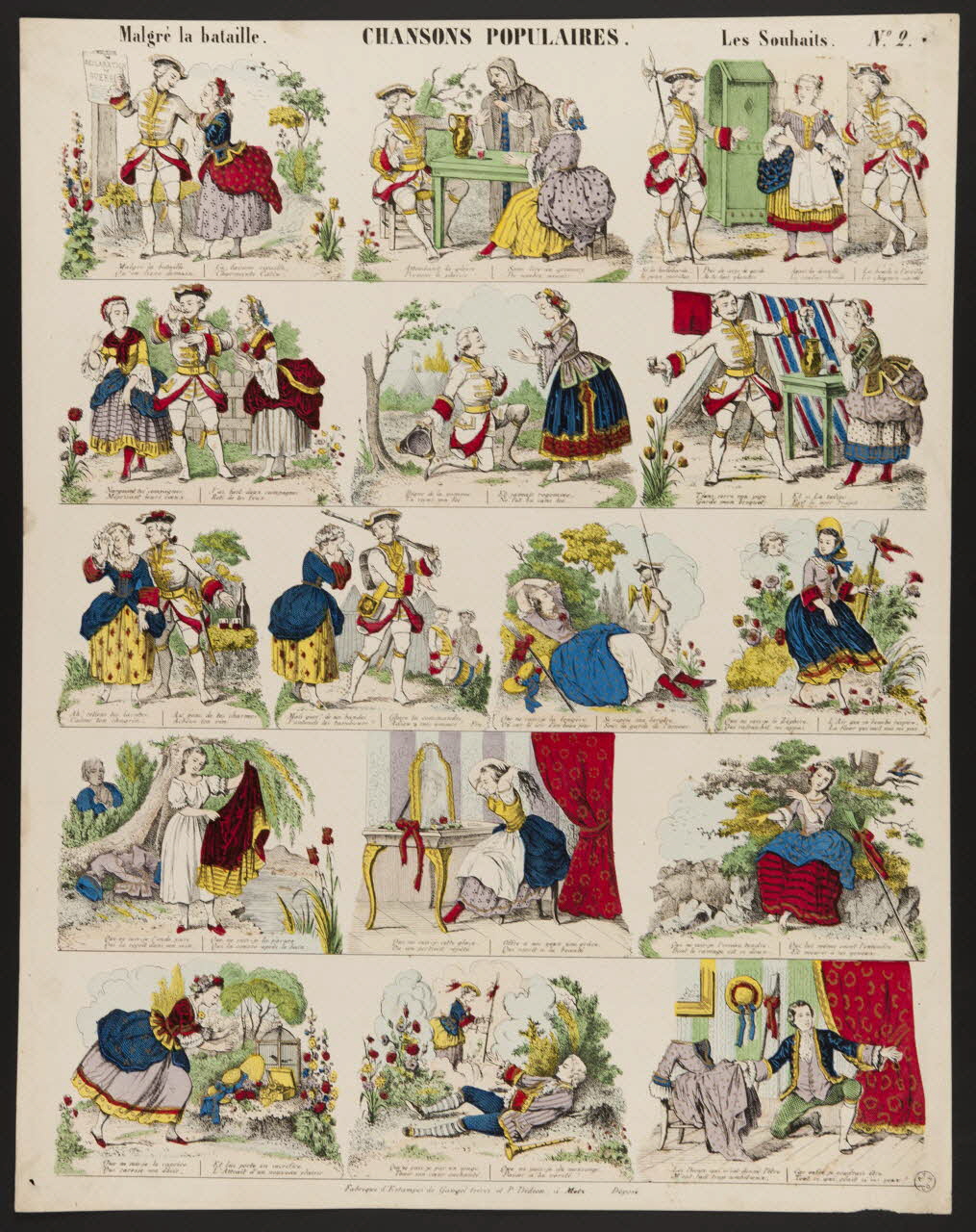 Gangel et Didion estampe Malgré la bataille. CHANSONS POPULAIRES. Les Souhaits. Metz 1858-1868 1953.86.2904 Photo
