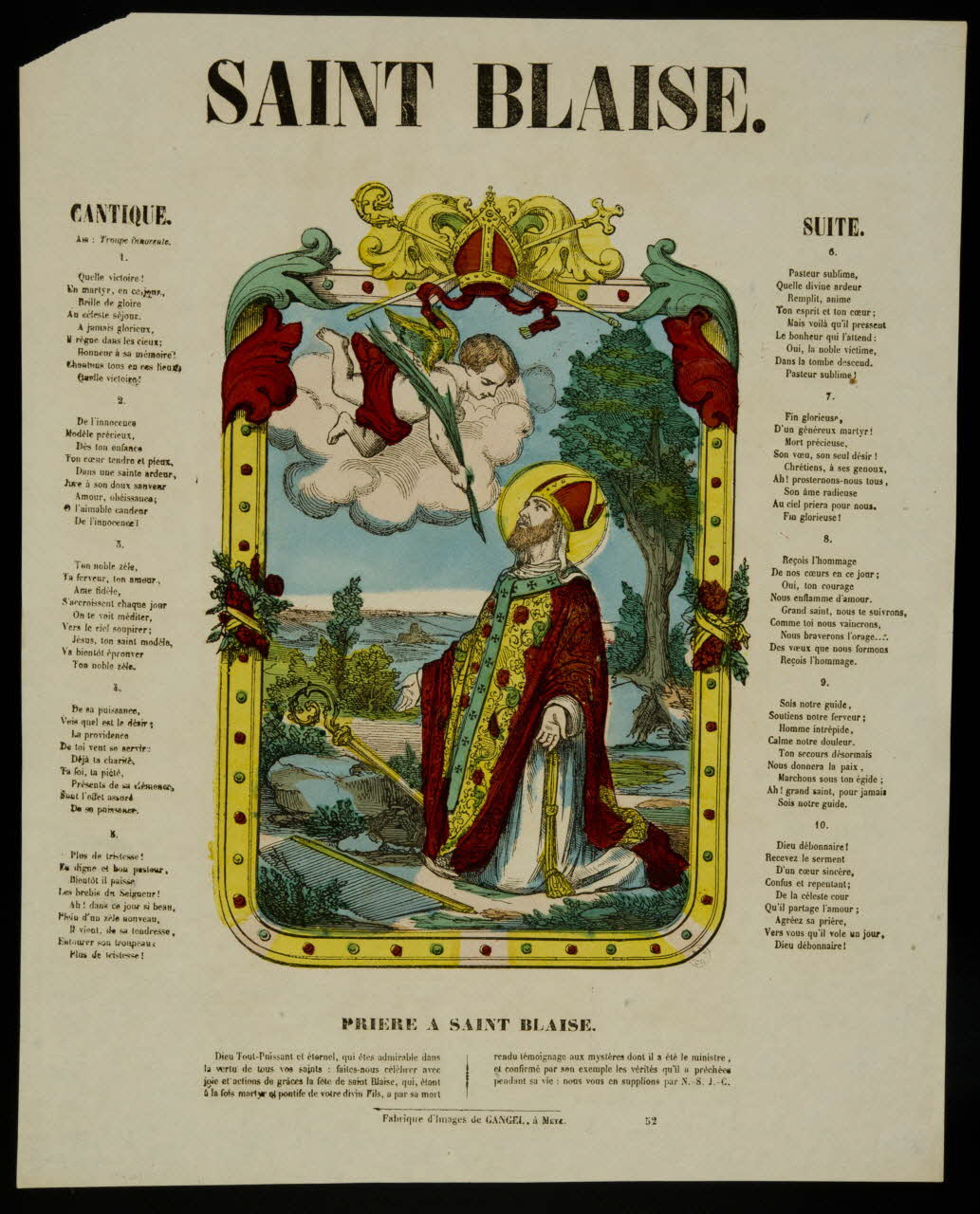 Charles Nicolas Gangel estampe SAINT BLAISE. Metz 1852-1858 1953.86.291 Photo