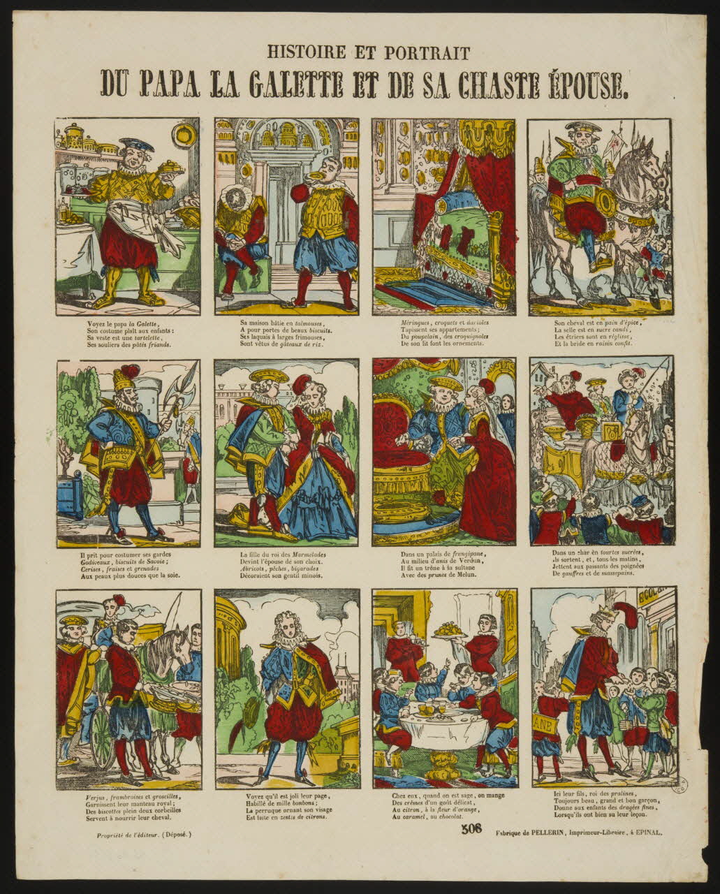 estampe HISTOIRE ET PORTRAIT  DU PAPA LA GALETTE ET DE SA CHASTE EPOUSE. 1953.86.3036 Photo