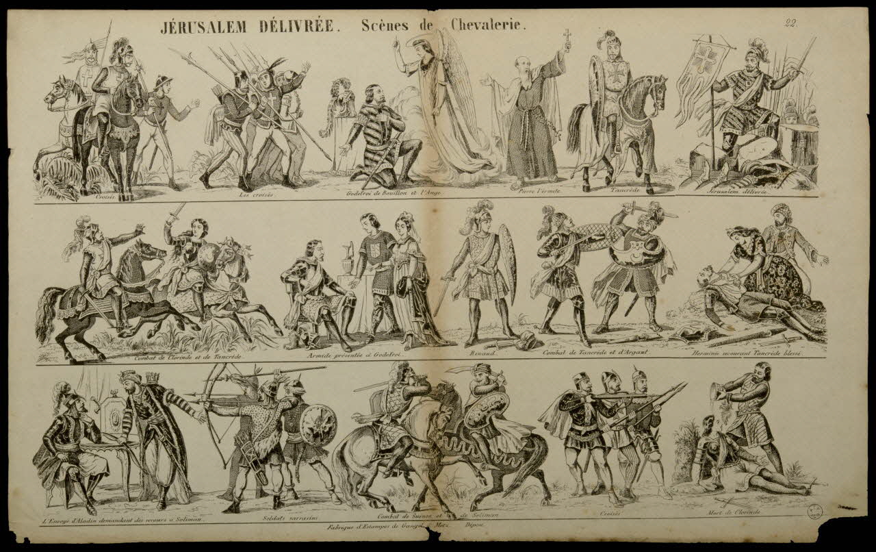 Charles Nicolas Gangel estampe JERUSALEM DELIVREE. Scènes de Chevalerie. Lorraine, France 1852-1858 1953.86.3090 Photo