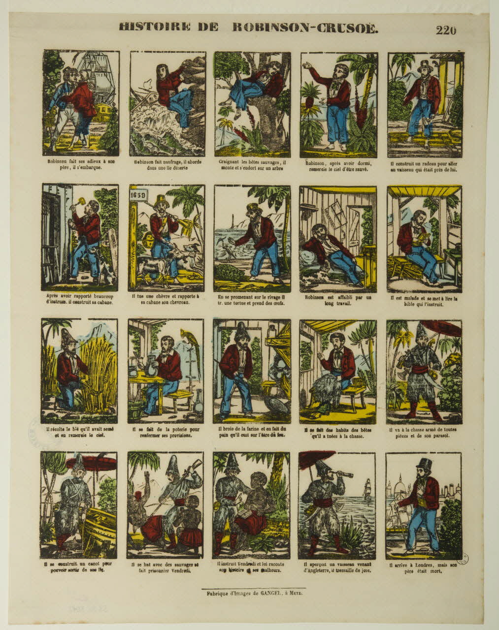 Charles Nicolas Gangel estampe HISTOIRE DE ROBINSON-CRUSOE. Metz 1852-1858 1953.86.3093 Photo