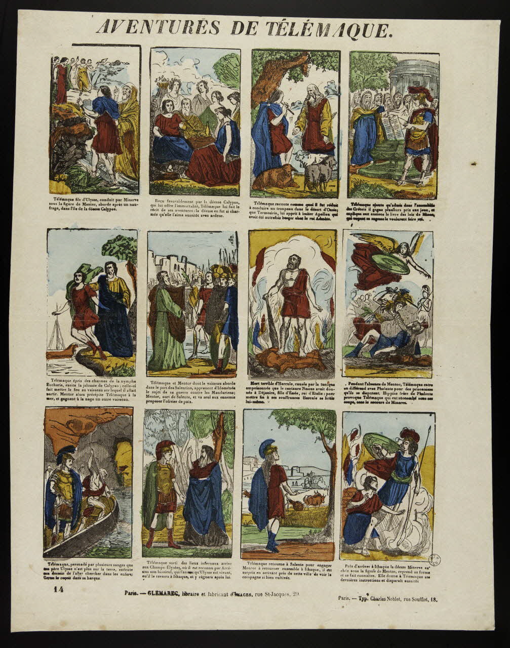 Noblet Charles ; Charles-Eugène Glémarec à compartiments (4x3) AVENTURES DE TÉLÉMAQUE. France 1858-1860 1953.86.3114 Photo