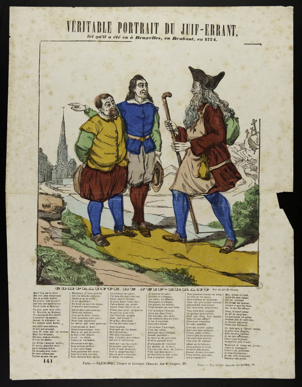 Charles-Eugène Glémarec ; François Lacour estampe VÉRITABLE PORTRAIT DU JUIF-ERRANT,  tel qu'il a été vu à Bruxelles, en Brabant, en 1774. Paris 1858-1859 1953.86.3138 Photo