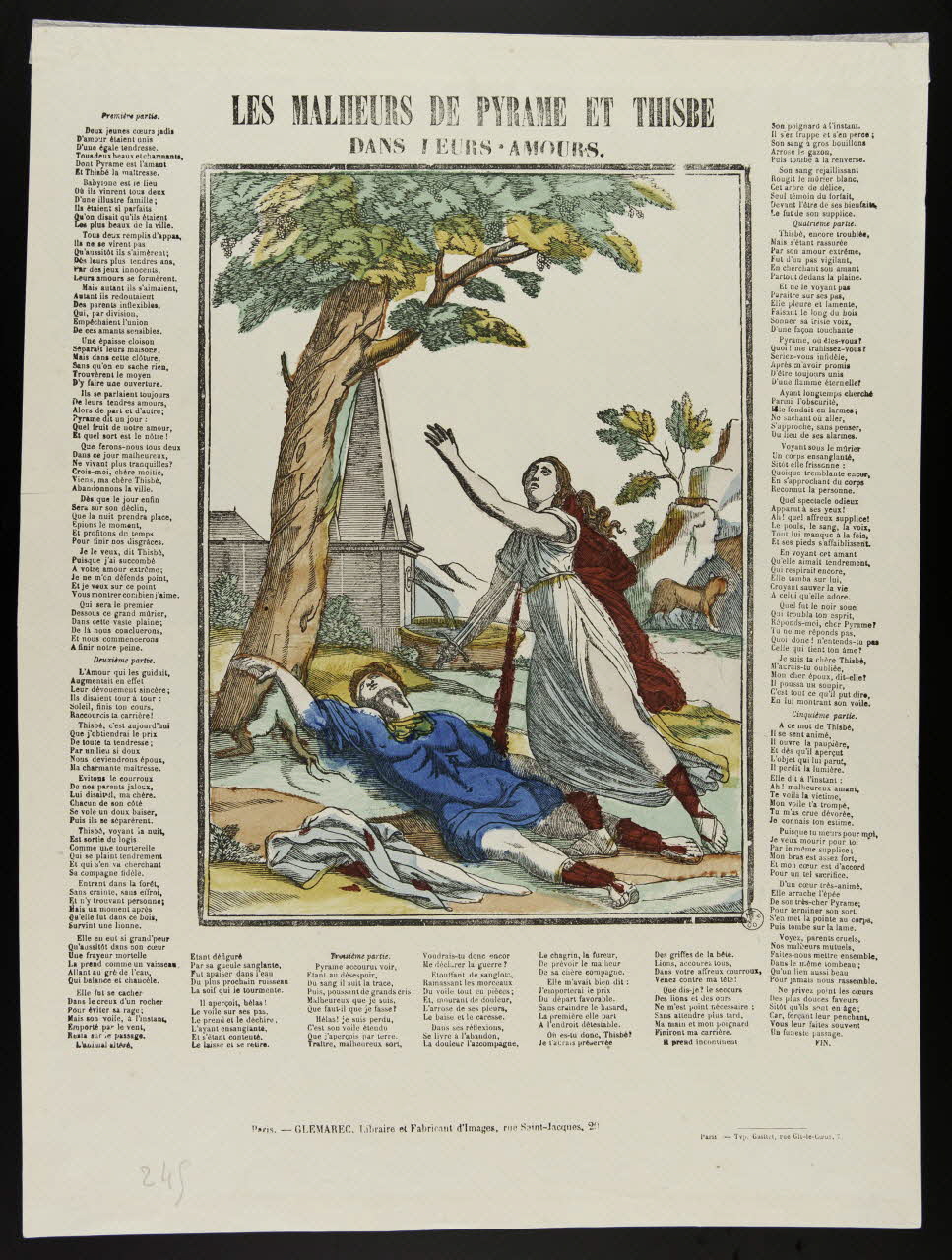 Gaittet ; Charles-Eugène Glémarec estampe LES MALHEURS DE PYRAME ET THISBE  DANS LEURS AMOURS. Paris 1858-1860 1953.86.3204 Photo