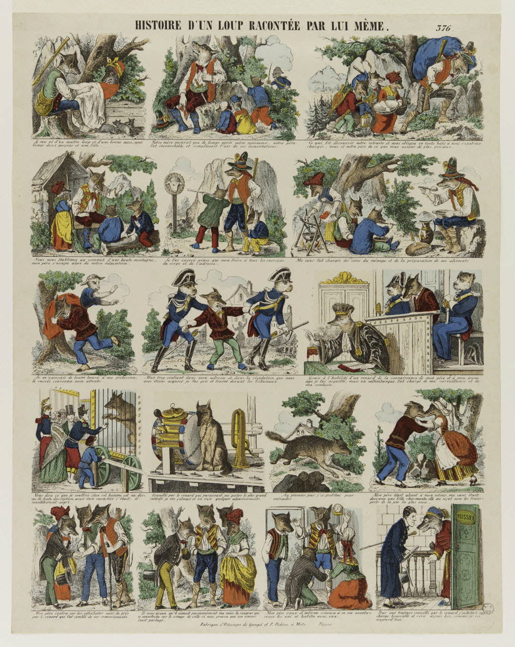 Gangel et Didion estampe HISTOIRE D'UN LOUP RACONTEE PAR LUI MEME. Metz 1858-1868 1953.86.3238 Photo