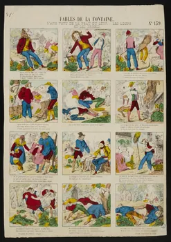 estampe FABLES DE LA FONTAINE.  L'ANE VETU DE LA PEAU DU LION. - LES LOUPS  ET LES BREBIS. 1953.86.3245 Photo