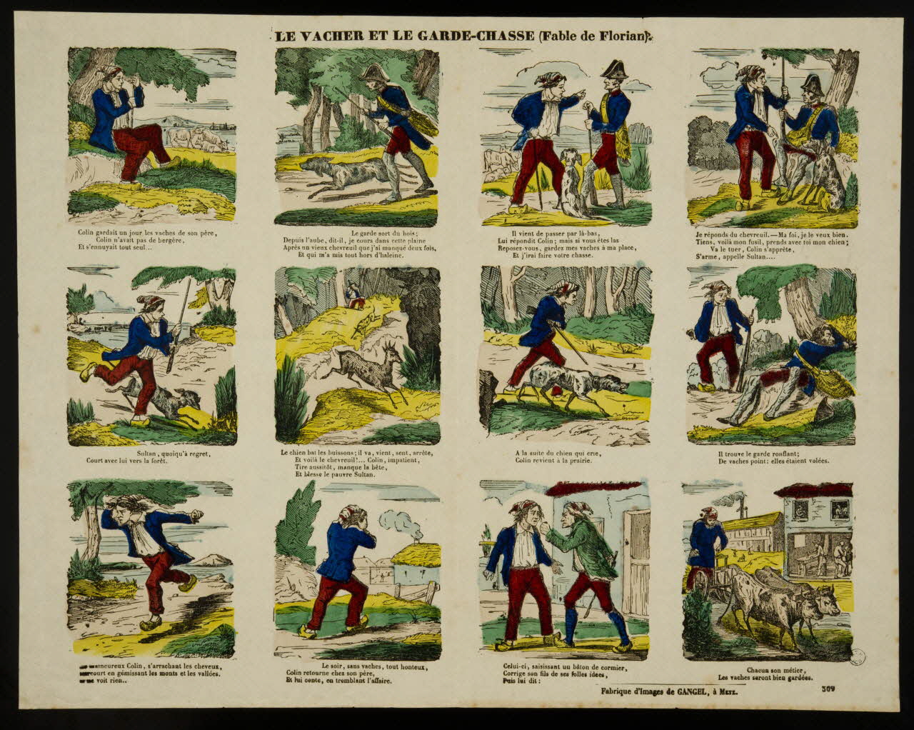 Charles Nicolas Gangel estampe LE VACHER ET LE GARDE-CHASSE. Metz 1852-1858 1953.86.3262 Photo