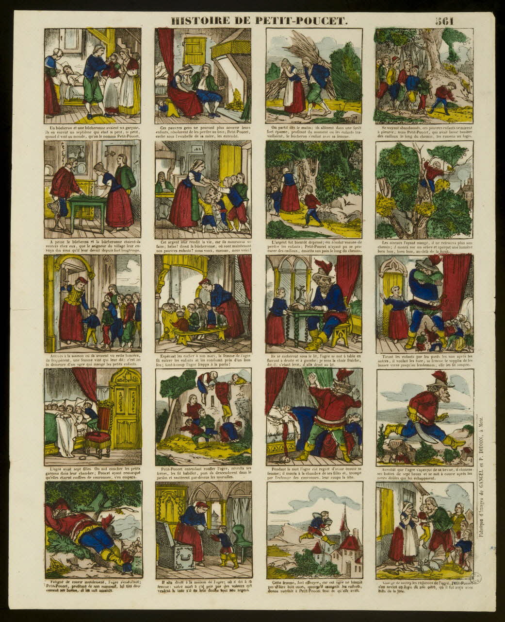 Gangel et Didion estampe HISTOIRE DE PETIT-POUCET. Metz 1858-1868 1953.86.3365 Photo
