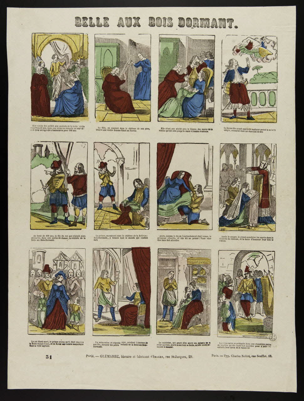 Noblet Charles ; Charles-Eugène Glémarec à compartiments (4x3) BELLE AUX BOIS DORMANT. Paris 1858-1860 1953.86.3392 Photo