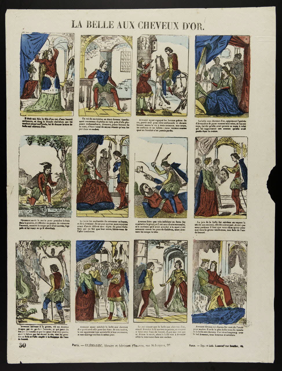 François Lacour ; Charles-Eugène Glémarec à compartiments ( 4x3) LA BELLE AUX CHEVEUX D'OR. Paris 1858-1860 1953.86.3393 Photo