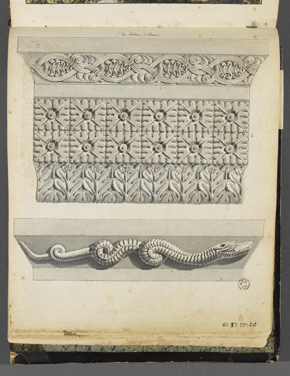 Charles Stanislas Léveillé album Relevés de sculptures du cloître Saint-Jean d'Elne 1820 1961.51.25.20 Photo RMN-Grand Palais (Mucem)