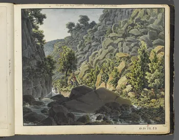 Charles Stanislas Léveillé album Au pied du Vieux Château de Paracolls, près les Bains de Molitg. 1820 1961.51.25.23 Photo RMN-Grand Palais (Mucem)