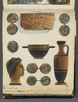 Charles Stanislas Léveillé album Relevés de céramiques et monnaies antiques 1820 1961.51.25.24 Photo RMN-Grand Palais (Mucem)
