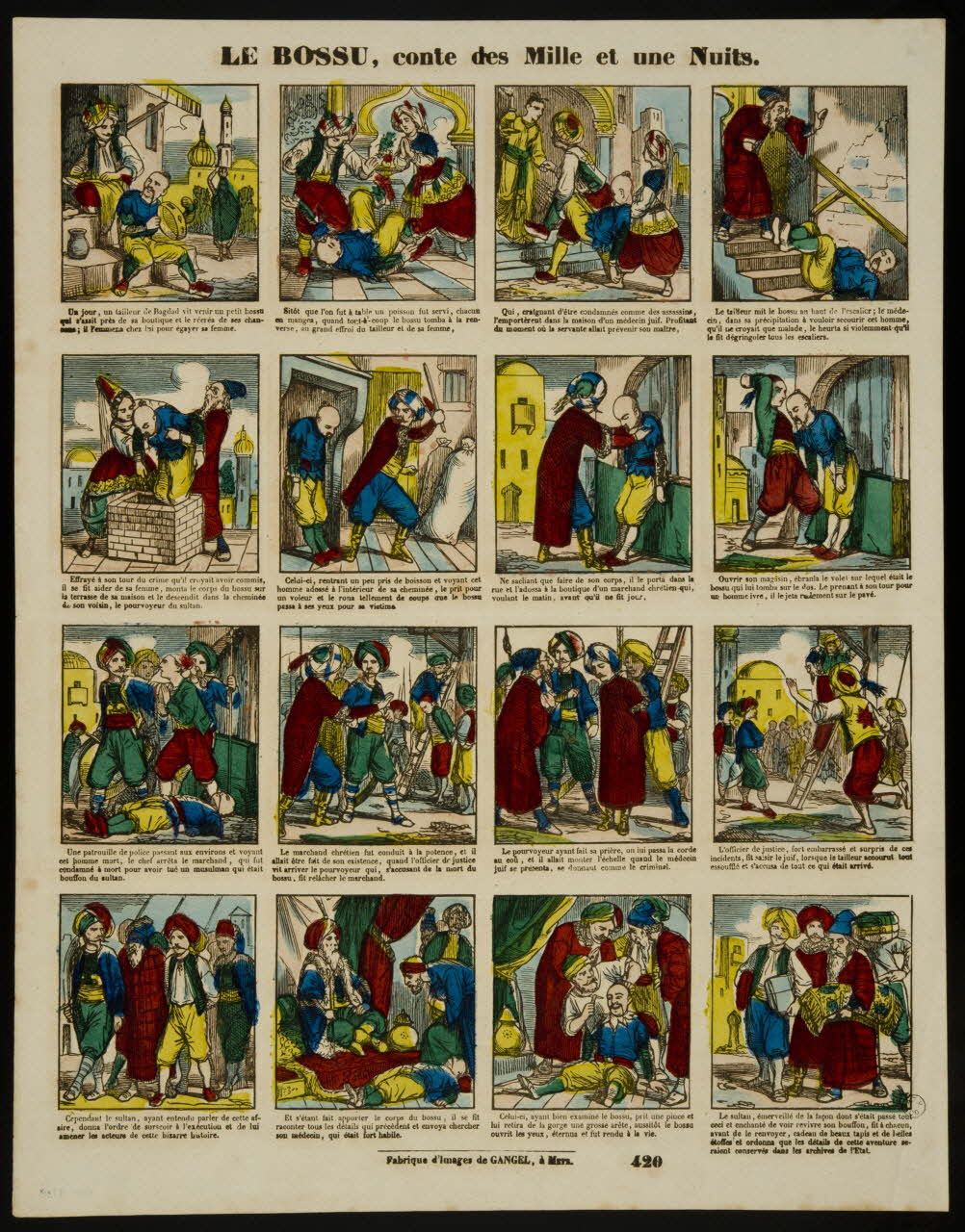 Charles Nicolas Gangel estampe LE BOSSU, conte des Mille et une Nuits. Metz 1852-1858 1953.86.3438 Photo