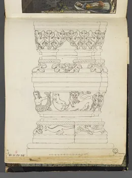 Charles Stanislas Léveillé album Etudes de chapiteaux du cloître Saint-Dominique (Perpignan) 1820 1961.51.25.38 Photo RMN-Grand Palais (Mucem)