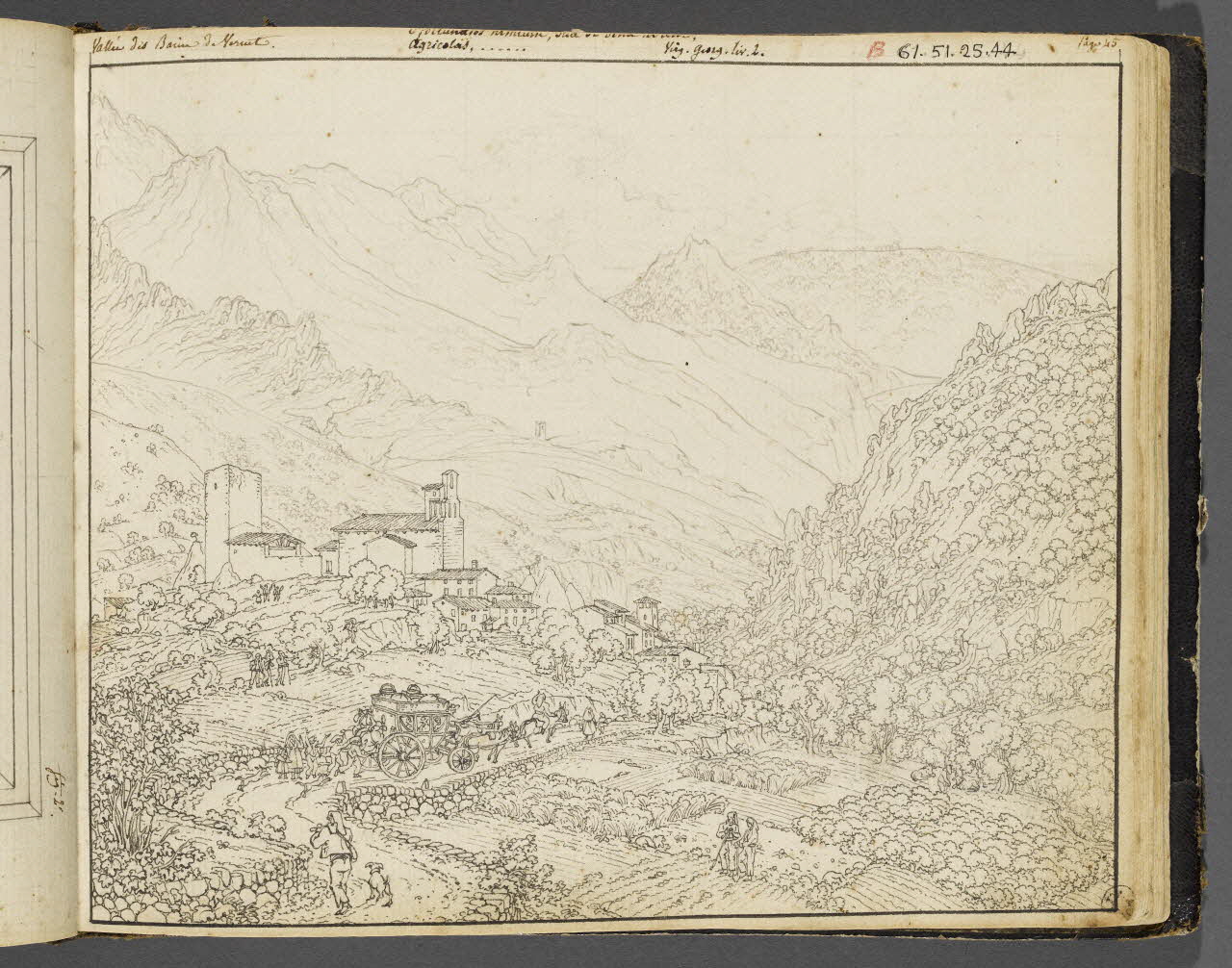 Charles Stanislas Léveillé album Vue de la vallée de Vernet-les-Bains 1820 1961.51.25.44 Photo RMN-Grand Palais (Mucem)