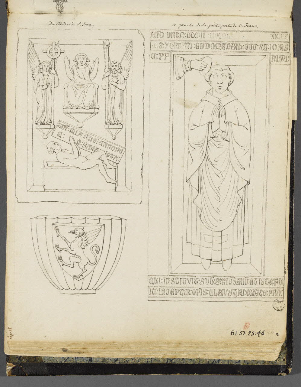 Charles Stanislas Léveillé album Trois relevés du cloître Saint-Jean d'Elne 1820 1961.51.25.46 Photo RMN-Grand Palais (Mucem)