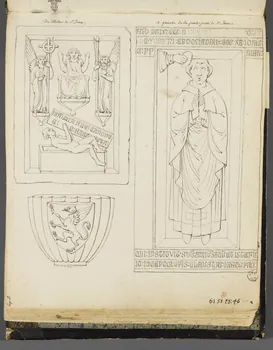 Charles Stanislas Léveillé album Trois relevés du cloître Saint-Jean d'Elne 1820 1961.51.25.46 Photo RMN-Grand Palais (Mucem)