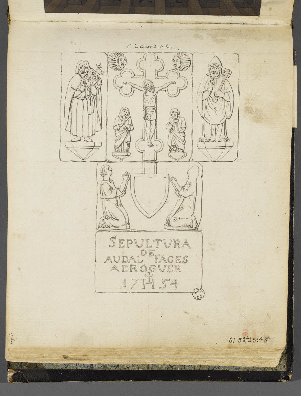 Charles Stanislas Léveillé album Relevé d'un relief du cloître Saint-Jean d'Elne 1820 1961.51.25.48 Photo RMN-Grand Palais (Mucem)