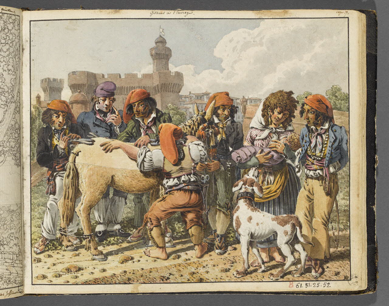 Charles Stanislas Léveillé album Scène de tonte d'un mulet Ile-de-France, France 1820 1961.51.25.52 Photo RMN-Grand Palais (Mucem)