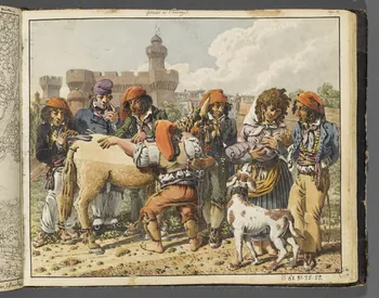 Charles Stanislas Léveillé album Scène de tonte d'un mulet Ile-de-France, France 1820 1961.51.25.52 Photo RMN-Grand Palais (Mucem)
