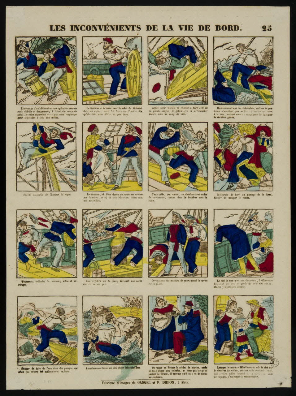 Gangel et Didion estampe LES INCONVENIENTS DE LA VIE A BORD. Metz 1858-1868 1953.86.3474 Photo