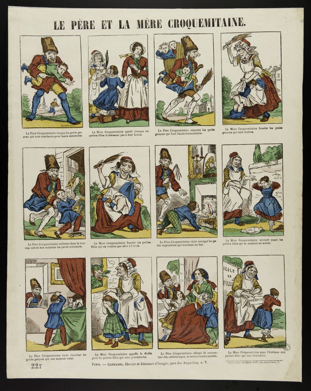 Gaittet et Cie ; Charles-Eugène Glémarec à compartiments (4x3) LE PERE ET LA MERE CROQUEMITAINE. Paris 1849-1858 1953.86.3478 Photo